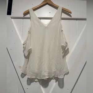 Express women's off white cream cold shoulder top